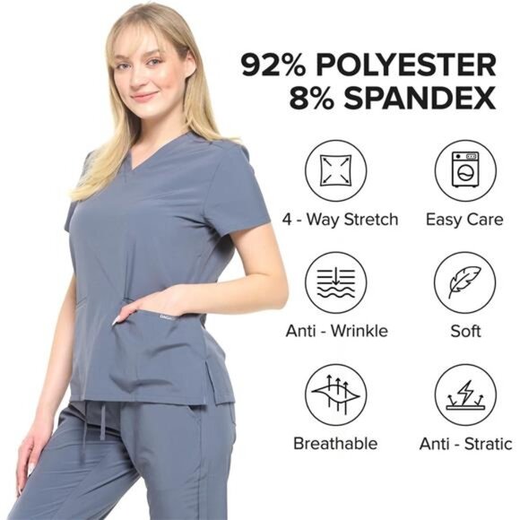 Dagacci Medical Uniform Women and Men Unisex 4-Way Stretch Jogger Scrub Set - Picture 5 of 7